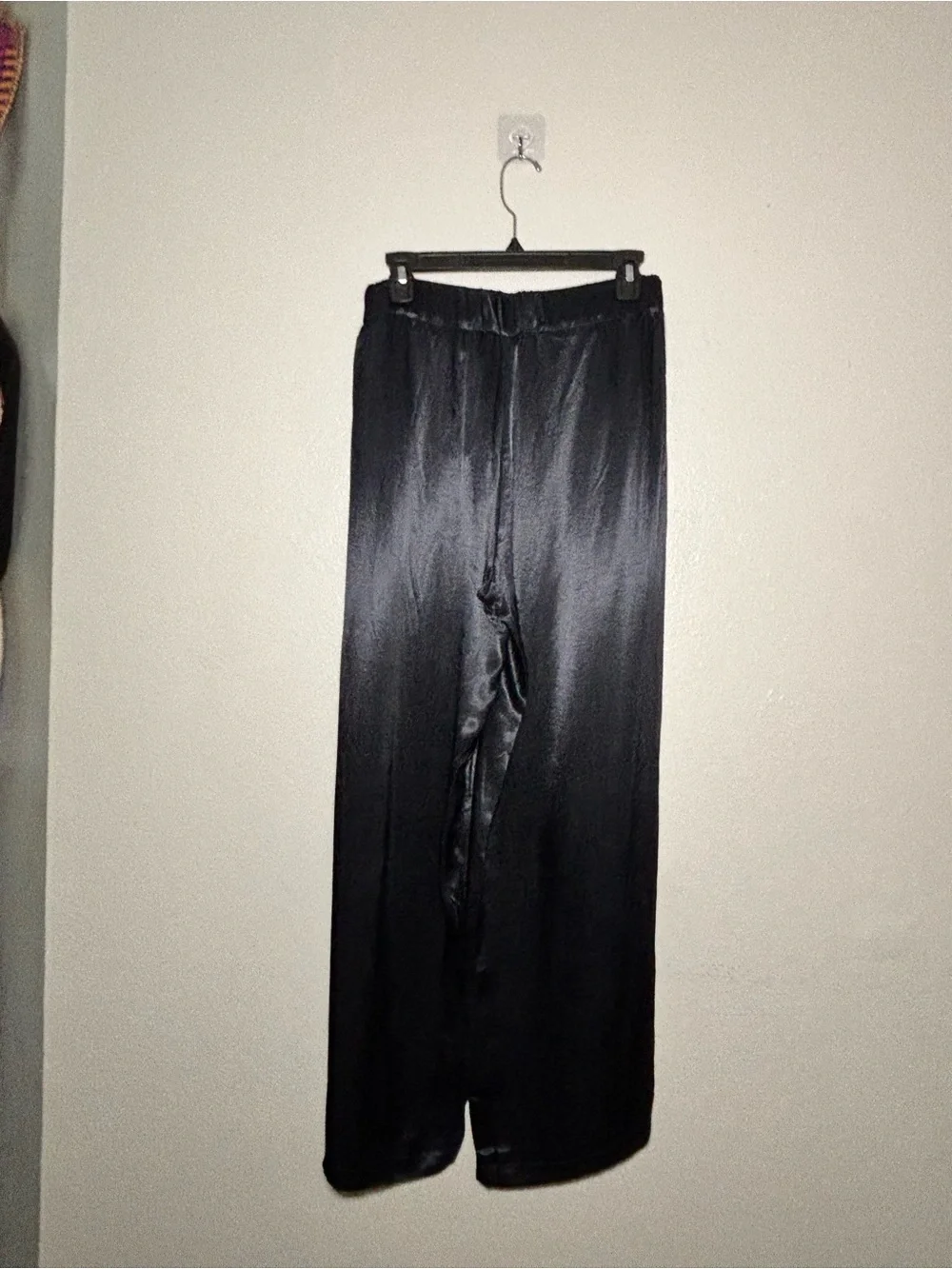 Free People Black Satin Wide-Leg Dress Pants